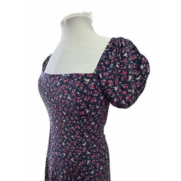 Blue Rain Dresses & Skirts - Milkmaid Coquette Girl Square Neck Puff Sleeve Smocked Midi Dress Women's Size M